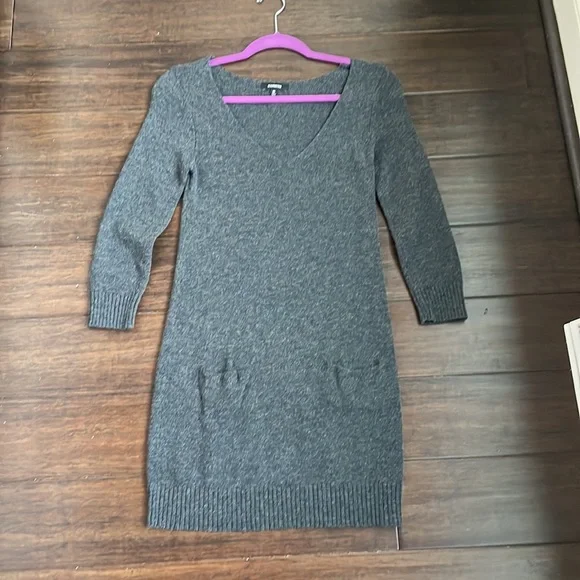 Express | Dresses | Dark Grey Sweater Dress By Express | Poshmark